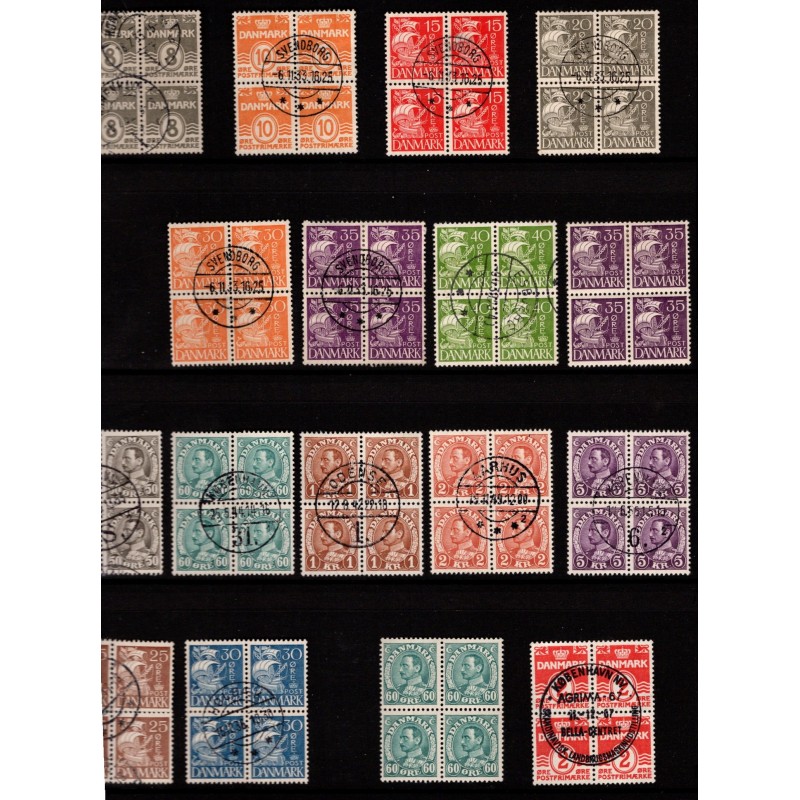 Danmark - Samling af 4-blokke - Frimærke - Postfrisk og Stemplet.